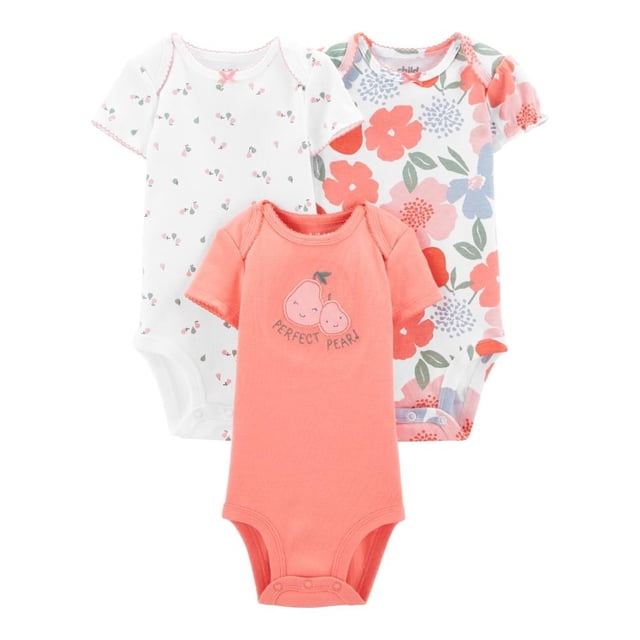 Set De 3 Pzas Body Manga corta Carter's Multicolor Estampado floreado 0-3M