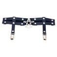 thumbnail image 1 of Clips de suspensión ajustables antideslizantes Yuyangstore gótico punk elástico muslo cuero PU Azul Liga de pierna ajustable, 1 of 6