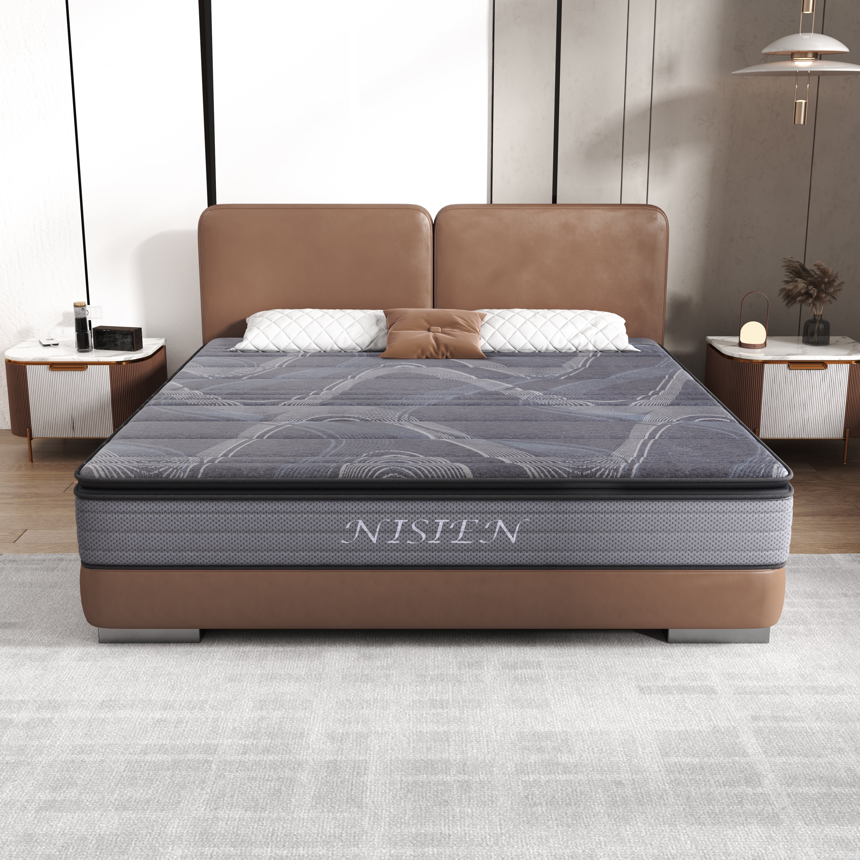 Queen mattress in a box,NISIEN 10 Inch Hybrid Mattress, Gel Memory Foam