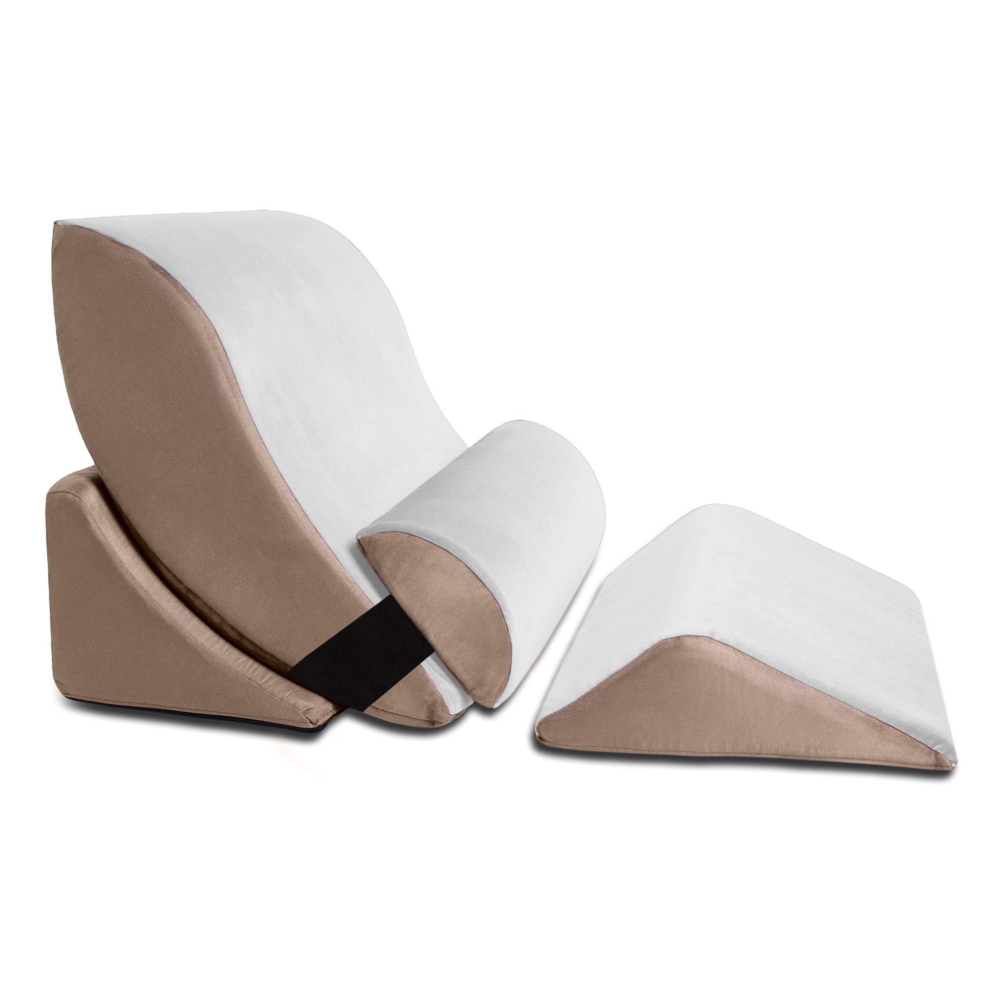 Avana Kind Bed Orthopedic Support Wedge Pillow Comfort System – for Post-Surgery, Heartburn, Snoring, Acid Reflux & GERD, 4-Piece-Set, Cloud/Camel