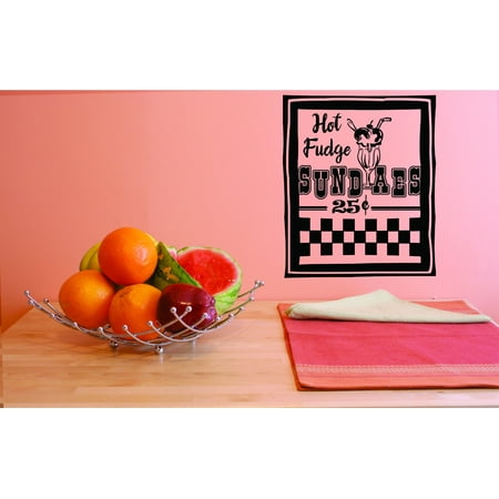 - Custom Wall Decal Vinyl : Hot Fudge Sundaes 25cents Home Decor Picture Art 10 X 20 Inches