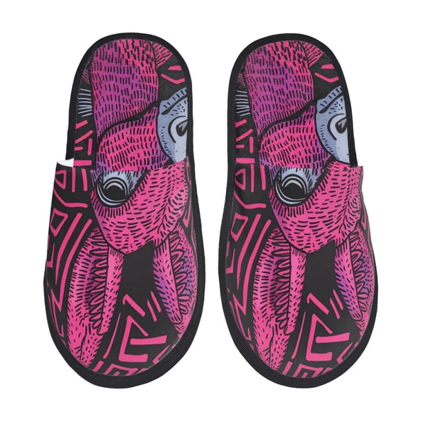 Balery ink Donkey Pop Art Pantuflas de Casa de Felpa Silenciosas con Diseño Estampado, Zapatillas Cómodas Antideslizantes de Algodón para Interior-Medium
