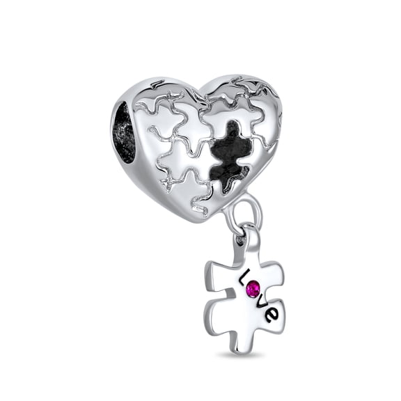 Bling Jewelry Womens Autism Awareness Heart Puzzle Charm Bead European Bracelets