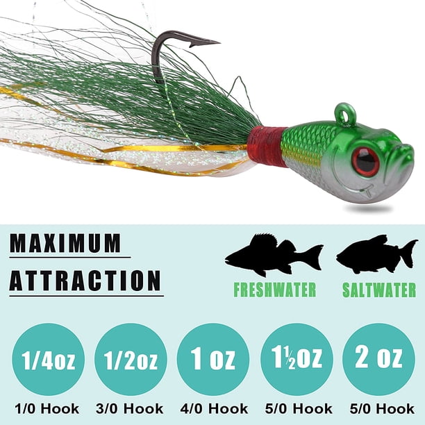 Bucktail Jig Saltwater Fishing Lure 1oz-3pcs Jig Head Fluke Lures for Striped Bass Walleye Snook Rockfish Redfish - Walmart Business Supplies Bucktail Jig Saltwater Fishing Lure 1oz-3pcs Jig Head Fluke Lures for Striped Bass Walleye Snook Rockfish Redfish - Walmart Business Supplies
