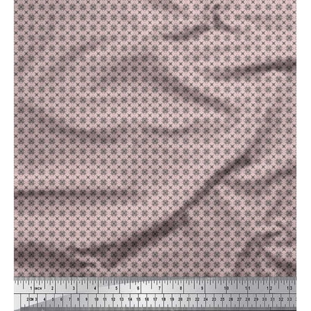 Soimoi Pink Poly Georgette Fabric Artistic Geometric Decor Fabric Printed Yard 52 Inch Wide