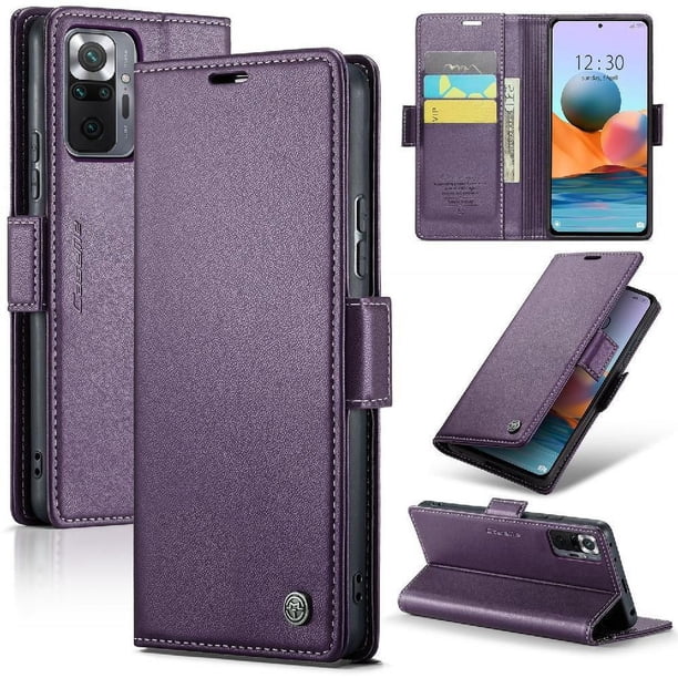 Funda tipo cartera Xiaomi Redmi Note 10 Pro 4G con cierre magnético, RFID, tarjetero, soporte, carga inalámbrica