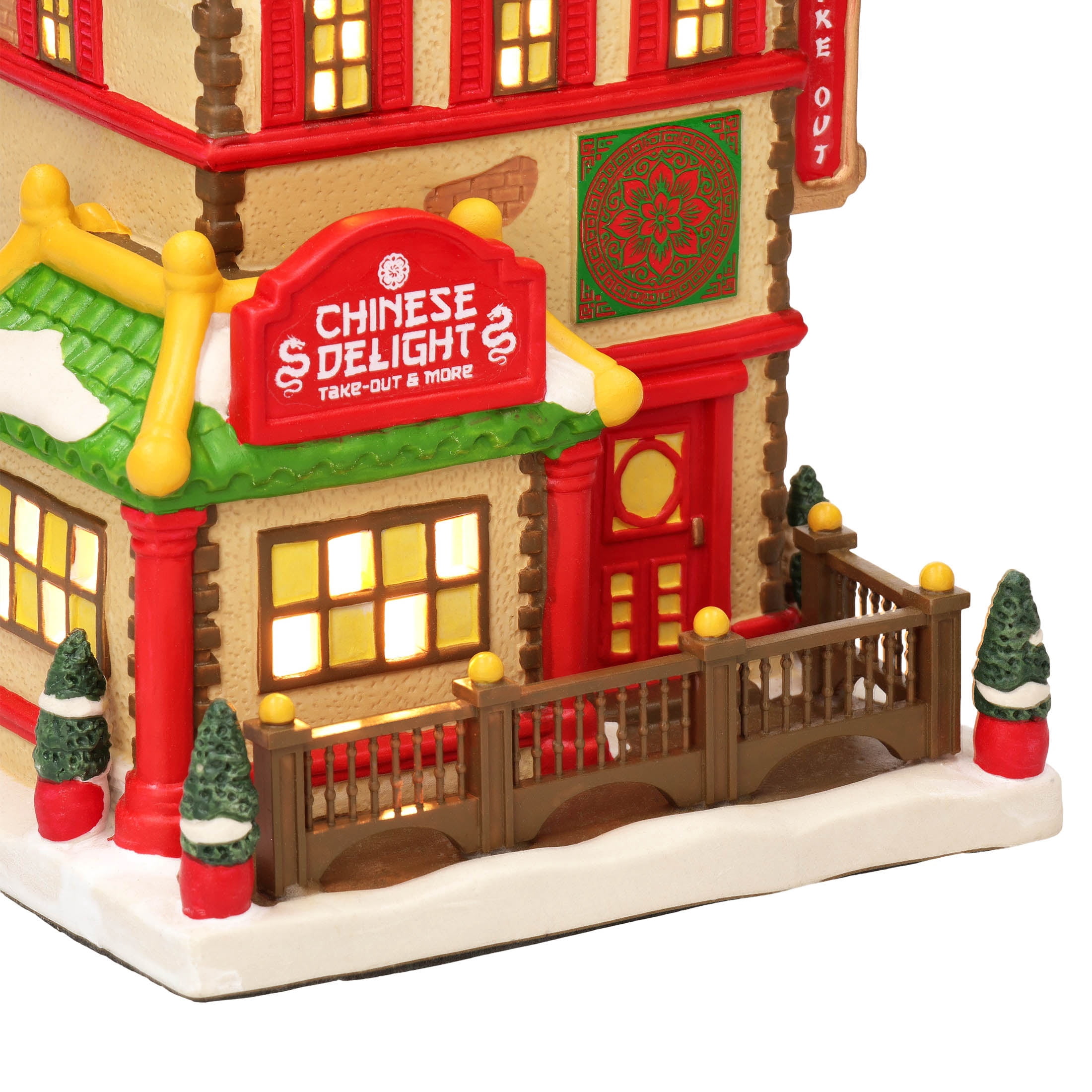 Light-Up Porcelain Chinese Restaurant Christmas Village Building, Multicolor, 7.88", by Holiday Time
