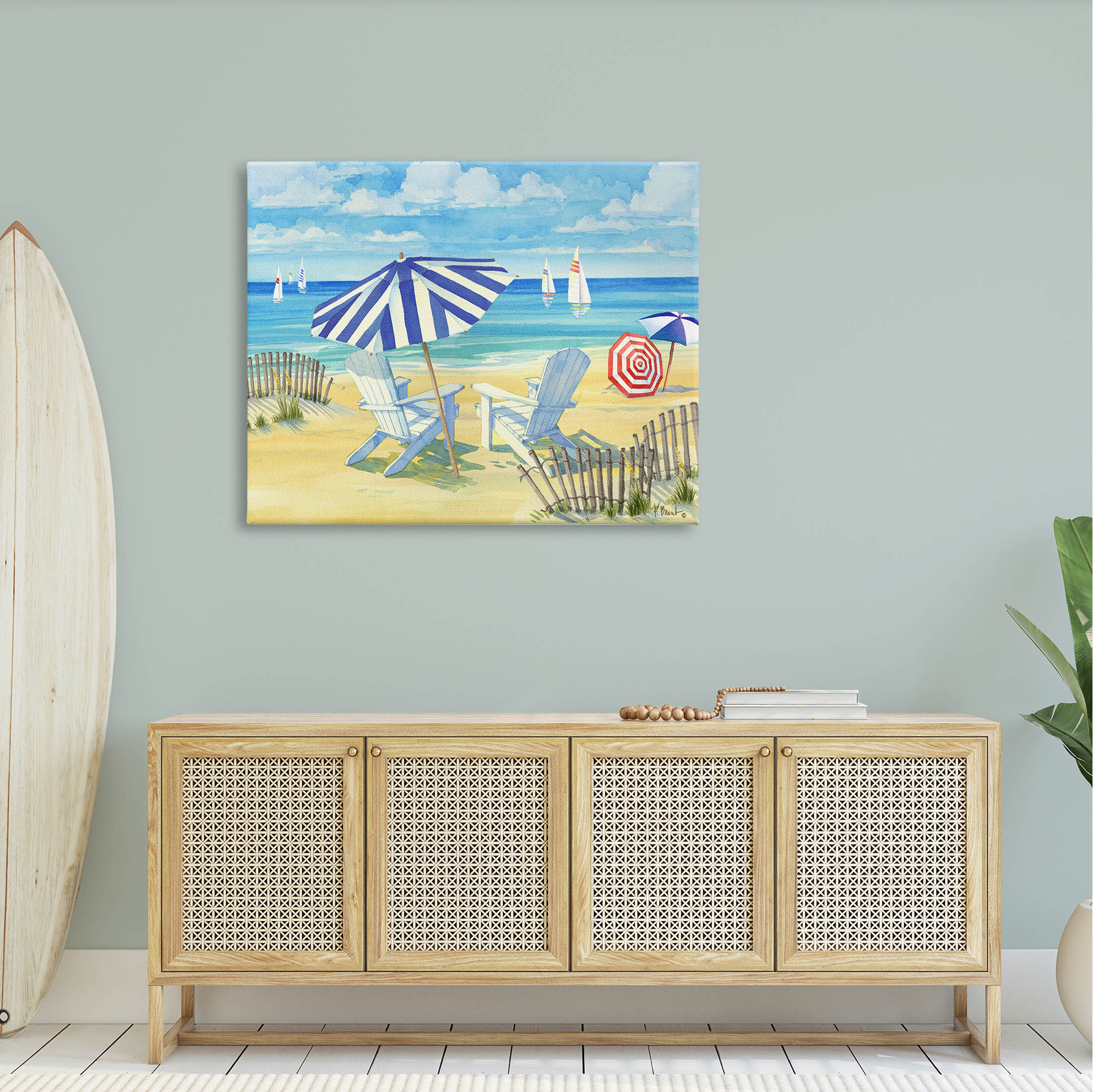 Stupell Industries Summer Sun Sailboat Chairs Painting Gallery Wrapped Canvas Print Wall Art, Design by Paul Brent