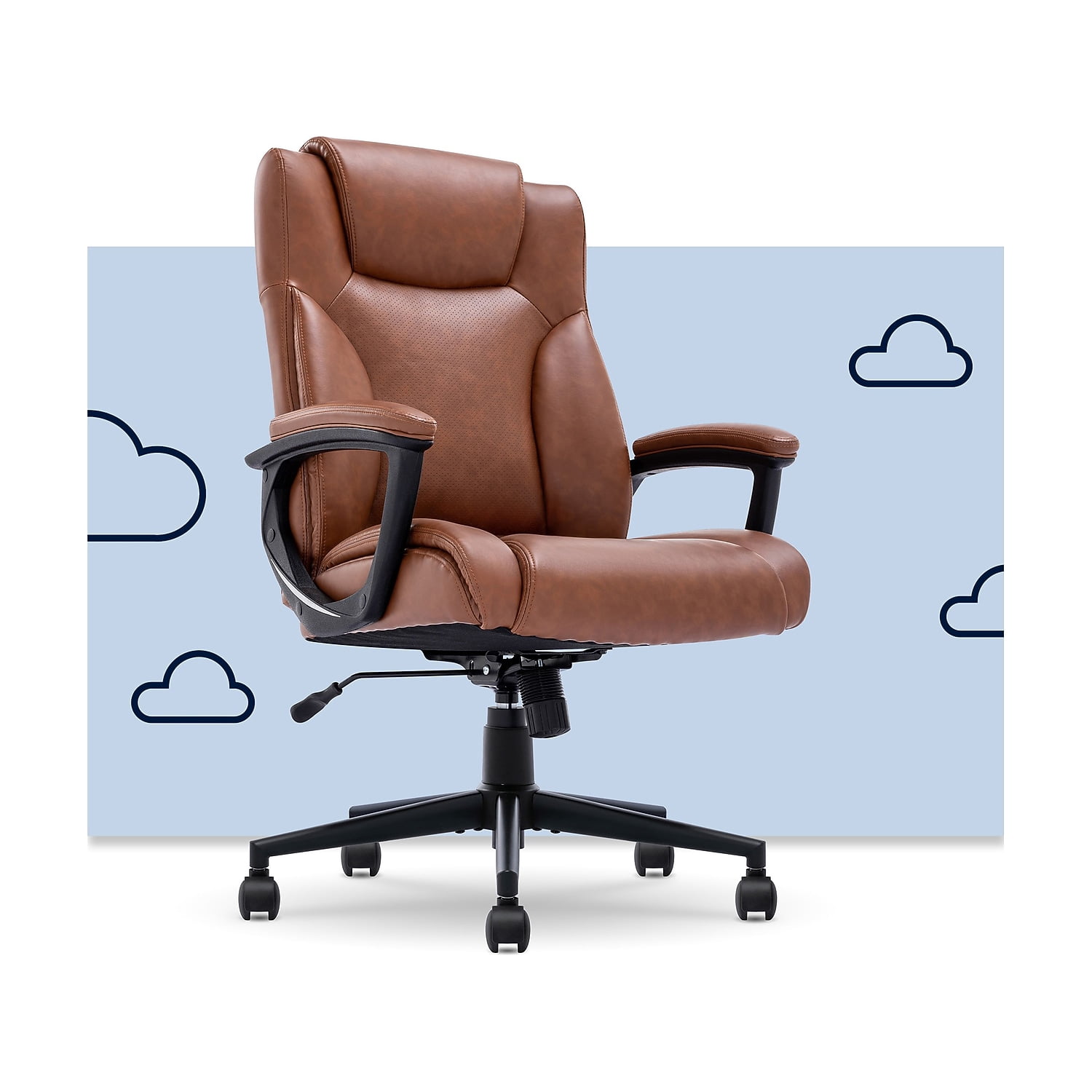 Serta Connor Executive Office Chair Cognac Bonded Leather