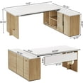 thumbnail image 3 of Tribesigns 74.8" Executive Desk, Large Office Desk with Cabinet, L Shaped Computer Desk with Shelves and CPU Storage, Modern Home Office Desk Business Furniture Workstation Set, White and Wood, 3 of 8