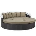 thumbnail image 2 of Modern Contemporary Urban Design Outdoor Patio Balcony Canopy Umbrella Daybed Sofa, Brown, Rattan, 2 of 6
