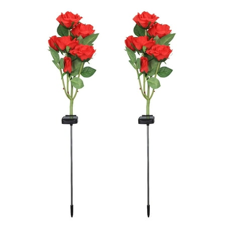 

Wiueurtly outside Solar Lights Flowers Powered LED 2pcs With 6 Upgraded Rose Light Solar FBA Bright Lights for Bedroom Soft Light Bulbs Standing Floor Lamps for Bedrooms