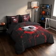 thumbnail image 2 of Manfei Soccer Sports Twin Bedding, Neon Lightning Bedding Comforter Set, Teal Crack Glow, Black Reversible 7 Pieces, 2 of 6