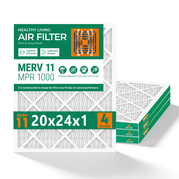 SUIXINEYI 20x24x1 MERV11 Air Condition Filter Pleated MPR1000 HVAC Furnace,4 Filters
