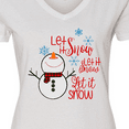 thumbnail image 4 of Inktastic Christmas Let it Snow Cute Snow Man with Snowflakes Women's V-Neck T-Shirt, 4 of 5