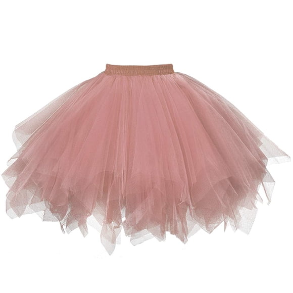 GOOBGS Musever 1950s Vintage Ballet Bubble Skirt Tulle Petticoat Puffy Tutu Blush Large/X-Large