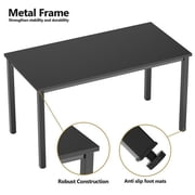 Soges Large Office Desk Wood Writing Desk with Metal Frame Computer Desk Black, 55inch