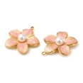thumbnail image 2 of 20 pc 304 Stainless Steel Enamel Pendants with ABS Imitation Pearl Real 18K golden Plated Flower Charm Light Salmon 22x20.5x6mm Hole: 1.4mm, 2 of 2