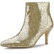 thumbnail image 1 of De las mujeres Brillo Dedo Puntiagudo Tacones de aguja Botines Oro 41, 1 of 7