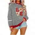 thumbnail image 2 of Craaazy Valentines Tops for Women Loose Striped Crew Neck Long Sleeve Shirts Gifts, 2 of 6