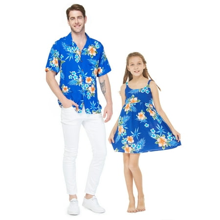 

Matching Father Daughter Hawaiian Luau Dance Shirt Dress Various Patterns