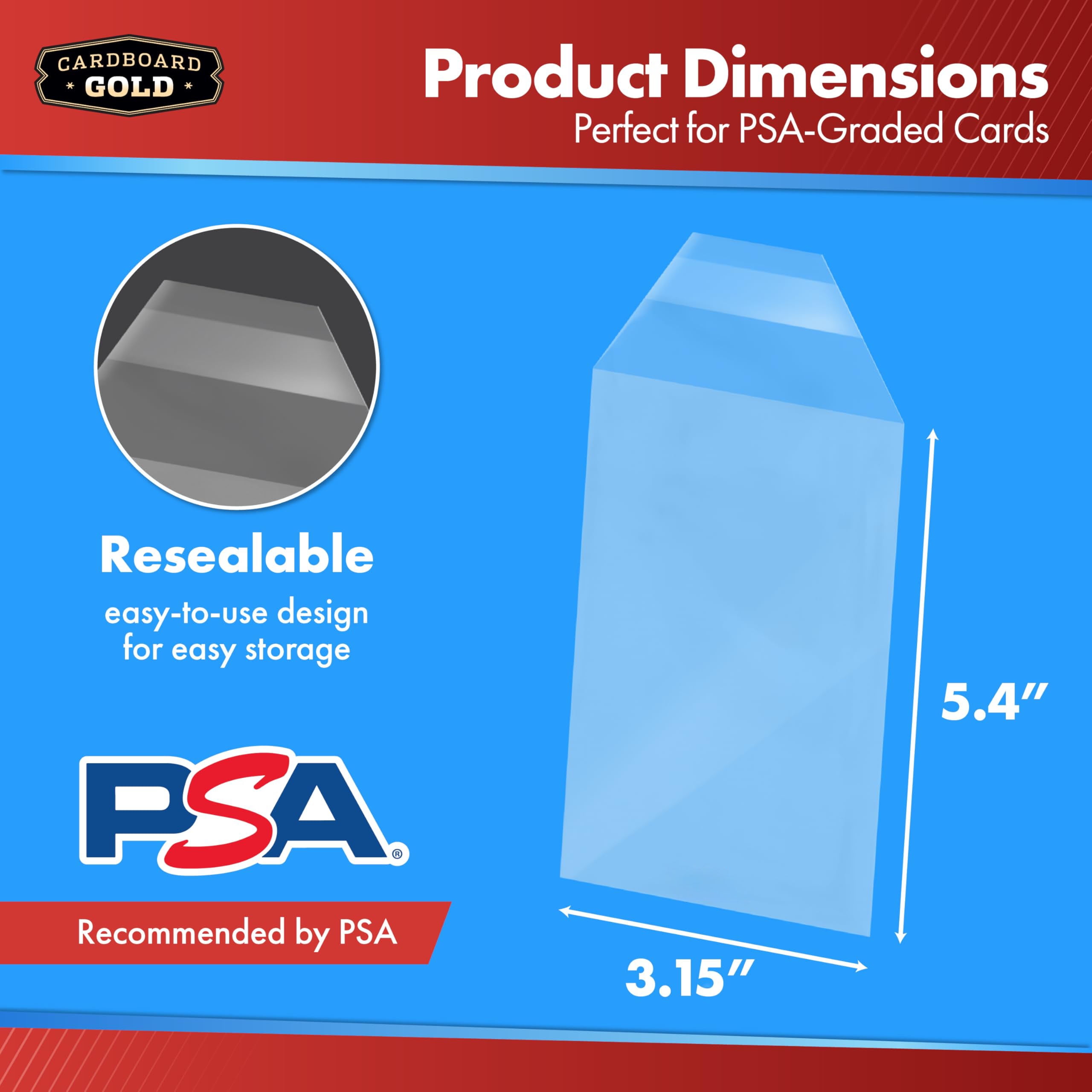 what are the dimensions of a psa graded card 180pt Clear Style Empty Slab for Professional Grading and Protection density MDF panel and reinforced aluminum alloy corners 2) Cardboard Gold PSA Graded