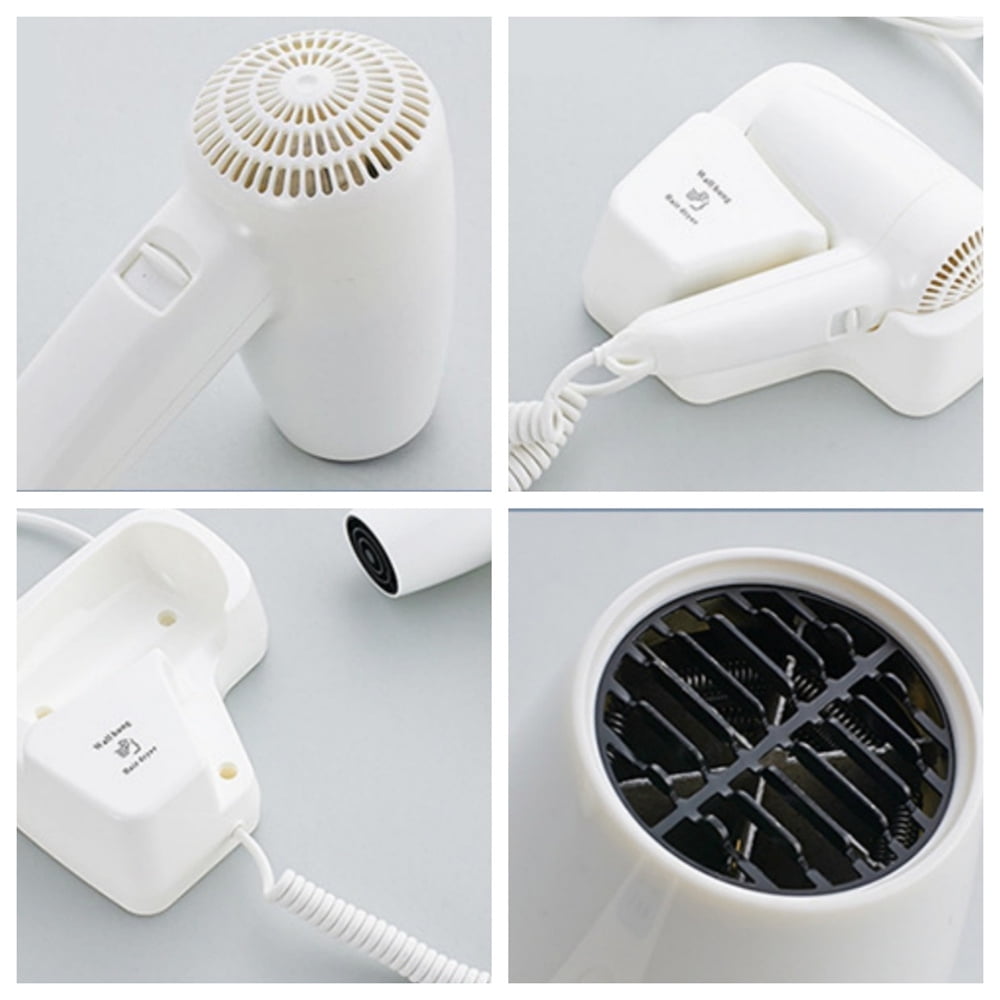 HXRH 1 Pack Bathroom Hair Dryer, Hotel Wall Mounted Hairdryer, Blow Dryer with Stand Rack,Home Bathroom Accessories,Fast Drying,for Domestic and Commercial (White)
