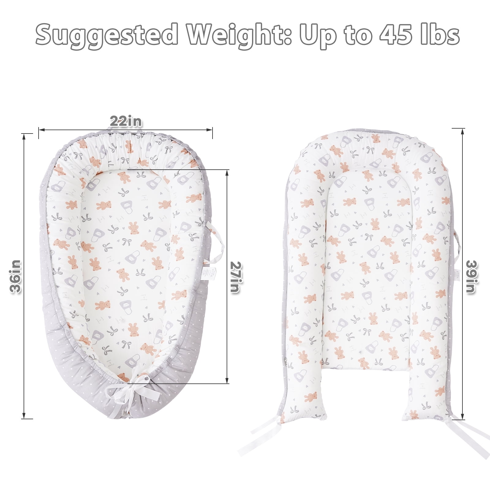 Dog Bed and Cat Bed - 100% Cotton with Foam Pet Bed for Small and Large Dogs-Grey