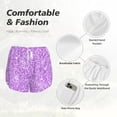 thumbnail image 4 of Gaeub Lilac Glittering Print Women's Athletic Shorts,High Waisted Running Shorts,Pocket Sporty Short,Gym Elastic Workout Shorts-Small, 4 of 7