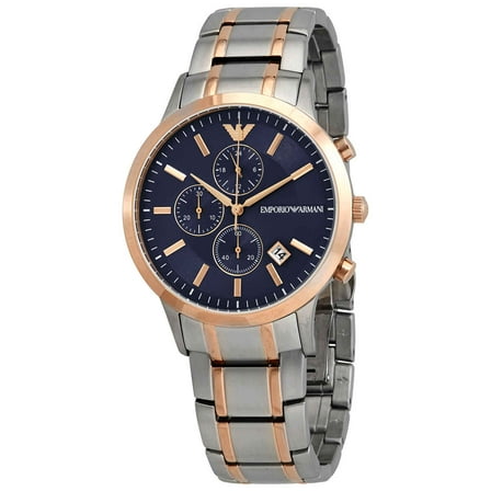 Emporio Armani Chronograph Quartz Blue Dial Men's Watch and Cufflink Gift Set AR80025