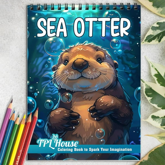 TPLHOUSE Sea Otter Coloring Book for Adults, Spiral Bound, Soft Cover