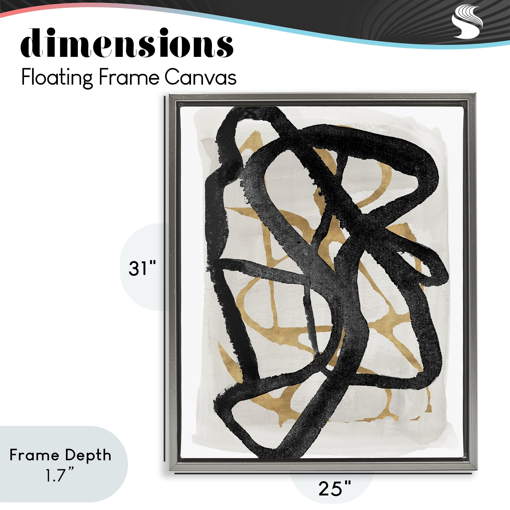 Stupell Industries Expressive Hindsight in Black Gray Framed Floater Canvas Wall Art, design by Lucille Price