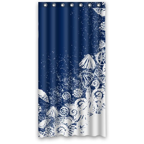 Blue Waterproof Shower Curtain Set, Navy Blue Shower Curtain Set
