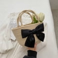 thumbnail image 1 of Xiao Hua Bolso de hombro tejido para mujer, bolso de mano y neceser, elegante bolso de playa de verano, 28 x 11 x 15 cm (beige)., 1 of 5