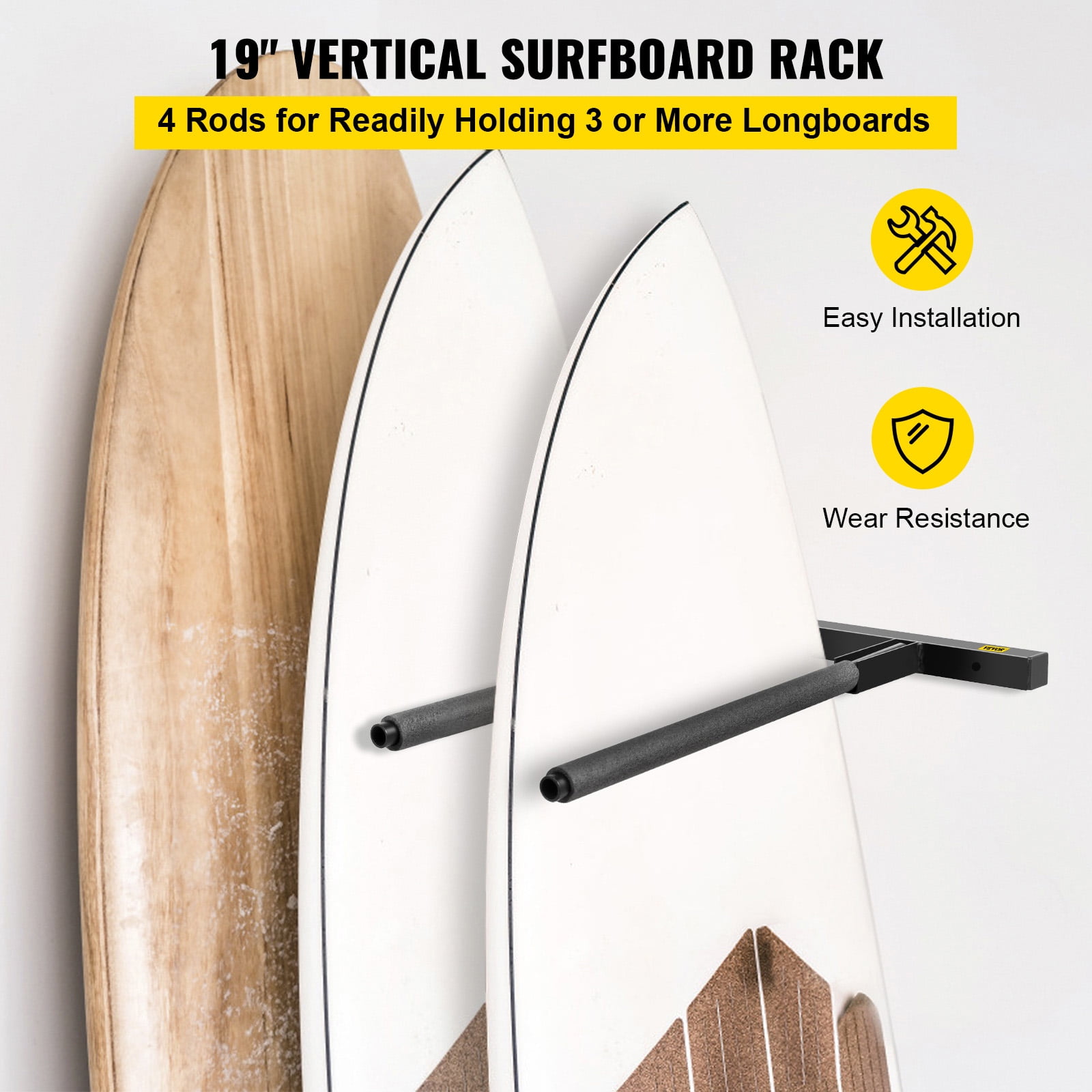 VEVOR Vertical Surfboard Rack 4 Rods Paddle Board Storage Rack