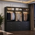 thumbnail image 5 of Homieasy Freestanding Closet System Set - 3-Pack with 3 Wood Drawers Each,With Hanging Rod & Shelves, 24"L x 15"W x 80"H,Black, 5 of 9
