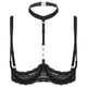 thumbnail image 2 of Womens 1/4 Cups Underwire Bra Halter Neck O Ring Sheer Lace Push Up Brassiere Lingerie Breast Open Bras Underwear, 2 of 4