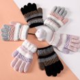 thumbnail image 5 of Guantes de bebé de otoño e invierno para niños de guardería, bonitos guantes de punto cálidos con rayas para los dedos, 5 of 5