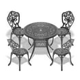 thumbnail image 4 of Hzzkey 5-Piece Black Outdoor Aluminum Round Dining Set,4 Chairs, Umbrella Hole, Weather-Resistant - Compact Size Chair (Seat Width: 15.35"), 4 of 8