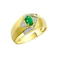 thumbnail image 6 of RYLOS Mens Rings Yellow Gold Plated Silver Ring 6X4MM Oval Shape Gemstone & Diamond Ring Emerald May Birthstone Rings For Man Silver Rings, Size 12, 6 of 7