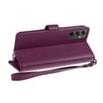 thumbnail image 5 of For Samsung Galaxy A25 5G Premium Leather Wallet with Credit Card ID Slots Cash Holder Duo Flip Pouch Stand and Strap Cover ,Xpm Phone Case [ Dark Purple ], 5 of 10