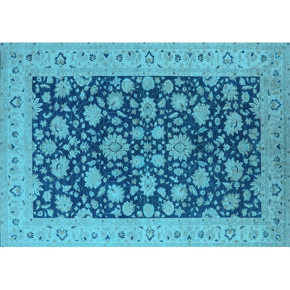 Ahgly Company Indoor Rectangle Oriental Light Blue Industrial Area Rugs, 3' x 5'