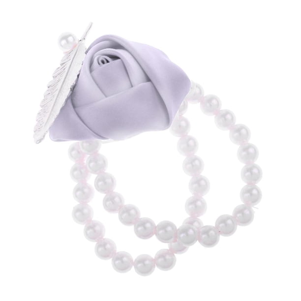 Pulsera de perlas para boda, novia, fiesta, dama de honor, flores, ramillete Gris claro