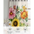 thumbnail image 6 of Spring Floral Sheer Curtains 84 Inch Length 2 Panels Set for Living Room/Bedroom, Sunflower Black White Plaid Pastoral Rustic Kitchen Curtains Grommet Semi-Sheer Curtains Window Treatments 52"x84"x2, 6 of 7