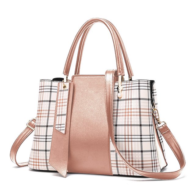 Nuevo bolso de mano a cuadros con costuras a la moda, bolso de hombro tipo bandolera bronceador de gran capacidad