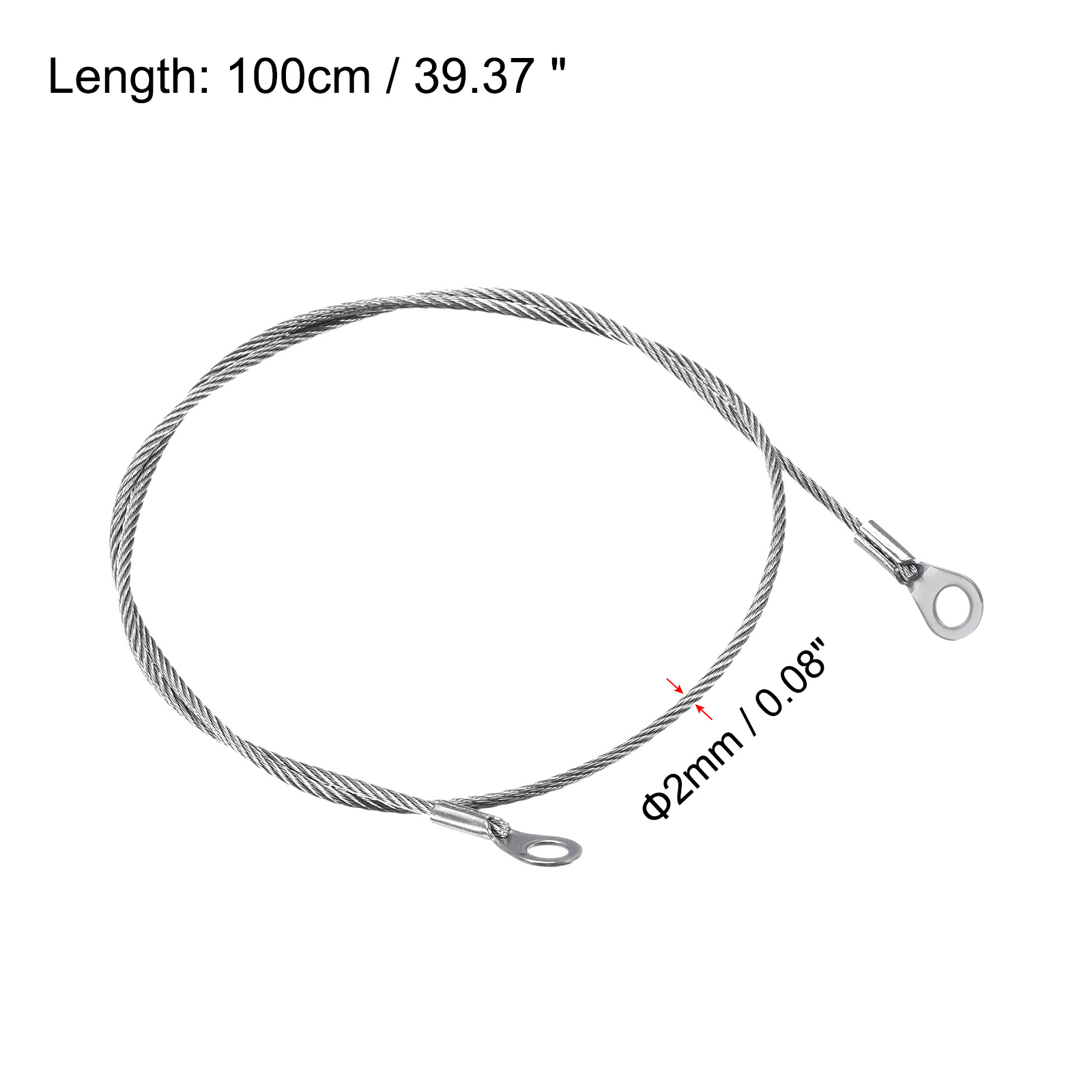 Unique Bargains Lanyard Cable Rope with Key Ring for Secure Silver Tone 2mmx100cm