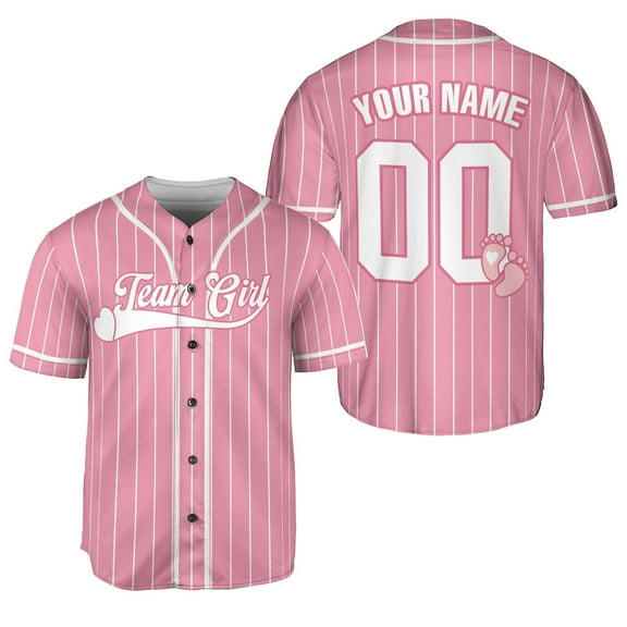 Personalized Name and Number Gender Reveal Baseball Jerseys, Team Girl Team boy Shirts for New Mom Dad (Style1, S)