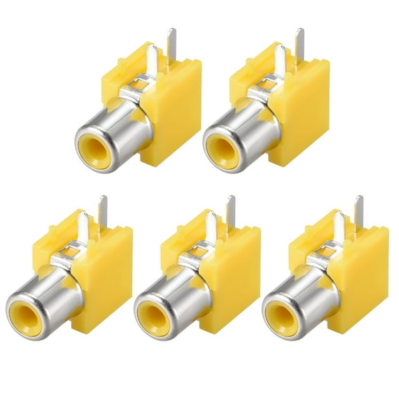 PCB Panel Mount Single RCA Socket Female Audio Video AV Connector Yelow 5Pcs