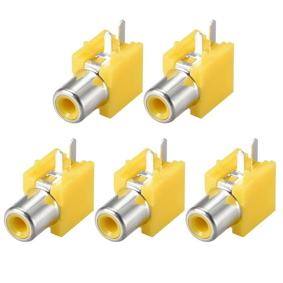 Conector de audio y video AV hembra RCA de montaje en panel PCB amarillo 5Pcs