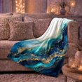 thumbnail image 5 of YShenghong Blue Turquoise And Gold Flowing Abstract Forms Printed Flannel Blanket, 5 of 7